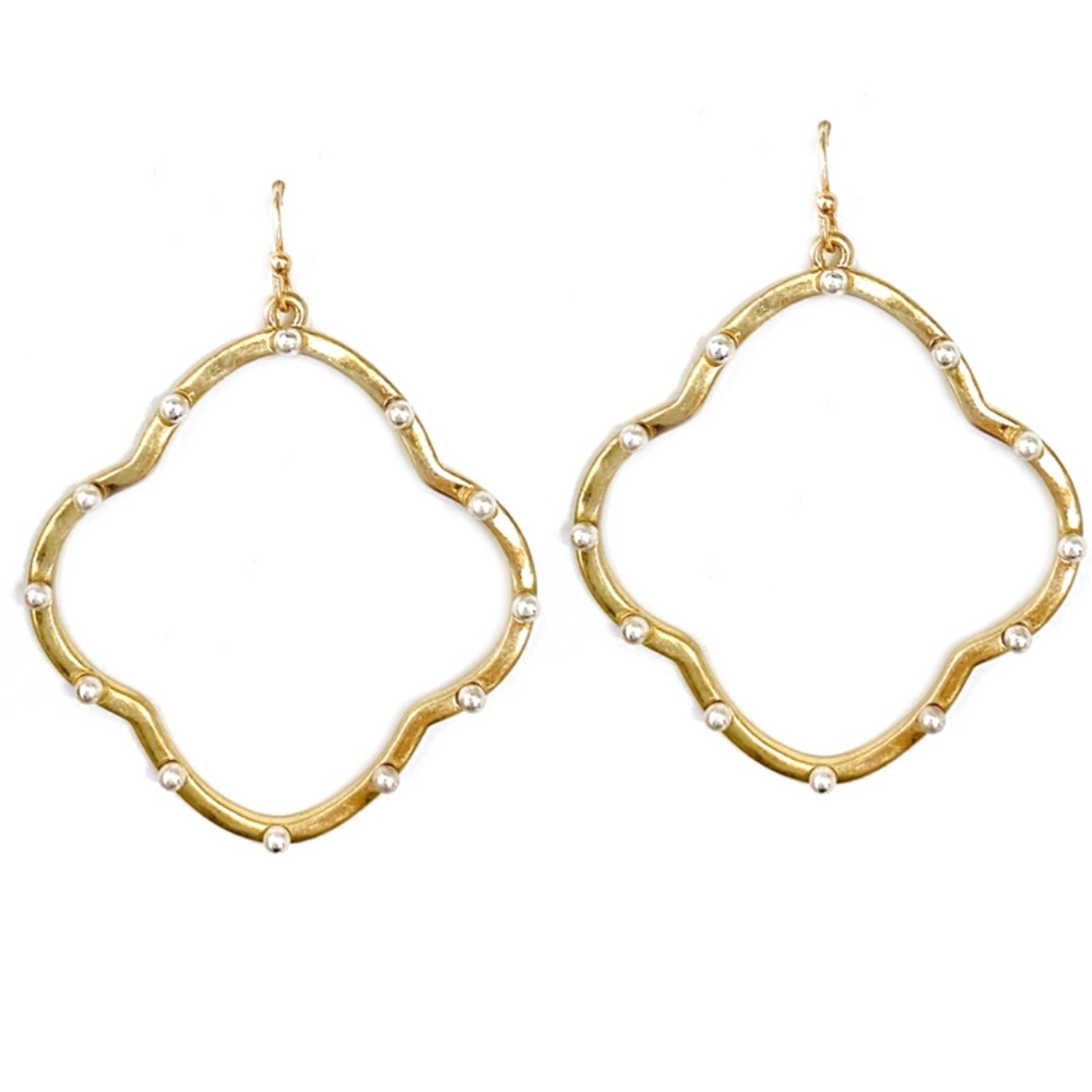 Clover Shape Dangling Earrings Women | Clover Shaped with Round Silver Accents